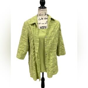 White Stag 2 Piece Plus Size size 18 / 20 Green Textured Button-Up Blouse